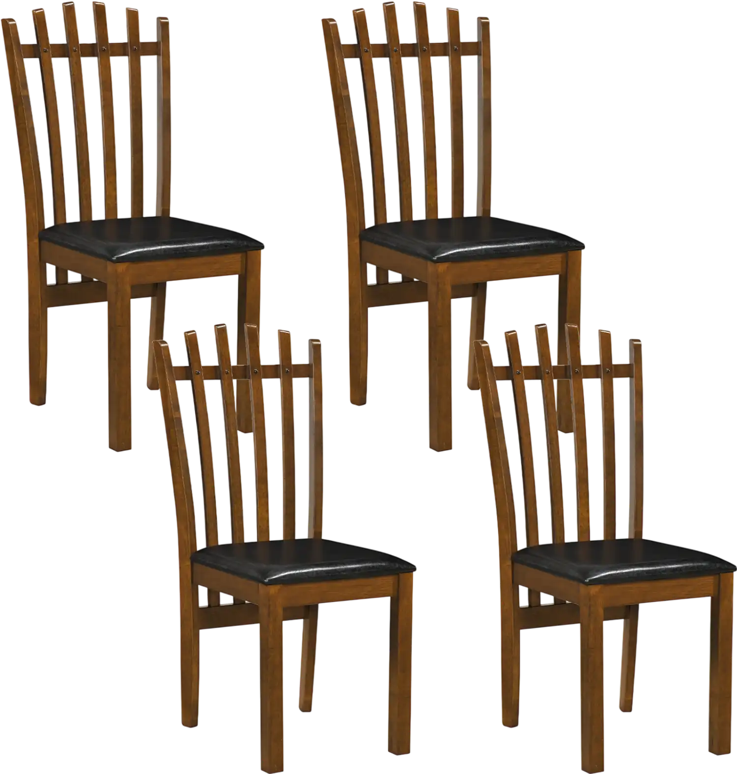 Costway Wooden Dining Chair Set of 4 Spindle Back PU Leather Seat 32697904 New