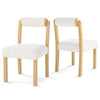 Set of 2 wooden dining chairs with rubber wood frames and white faux sherpa upholstery for stylish dining comfort.