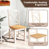 Wooden dining chair with high backrest and rubber wood frame, featuring a spacious seat for comfortable dining.