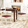 White armless dining chairs set of 2 with upholstered seats and hollowed backrest, perfect for kitchens or dining rooms.