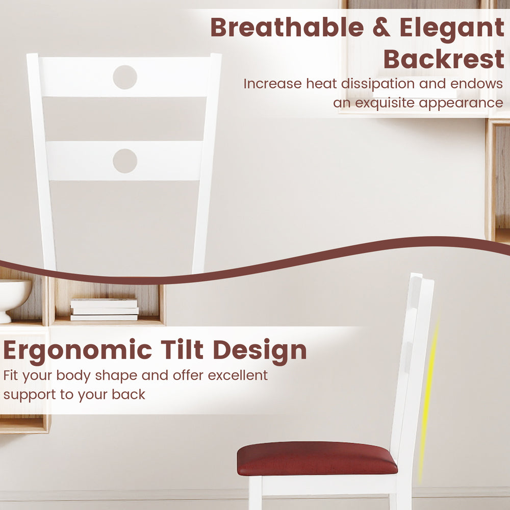 Armless wooden dining chair with hollowed backrest and ergonomic tilt design, ideal for kitchens and dining rooms.