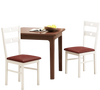Armless wooden dining chairs with hollowed backrest and upholstered seats, perfect for kitchens and dining rooms.