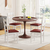 Set of 4 white armless dining chairs with hollowed backrests and waterproof PU leather seats, perfect for kitchens and.