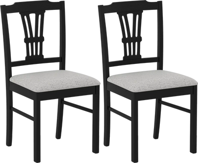 Costway Upholstered Wooden Dining Chairs Set of 2 Solid Rubber Wood Frame 98164730 New