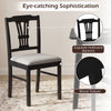 Upholstered wooden dining chair with a solid rubber wood frame and a sophisticated hollowed backrest, ideal for.