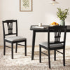 Wooden Dining Chairs Set of 2 Upholstered Kitchen Chairs with Solid Rubber Wood Frame-Gray - Gallery View 1 of 9