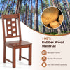 Wooden dining chair with a solid rubber wood frame in walnut finish, featuring a curved backrest for comfort and.
