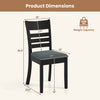 Black wooden dining chair with slatted back, padded seat, and rubber wood frame, ideal for kitchen or dining room use.