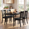 Set of 4 black upholstered dining chairs with rubber wood frame, featuring high backrests and padded seats for comfort.