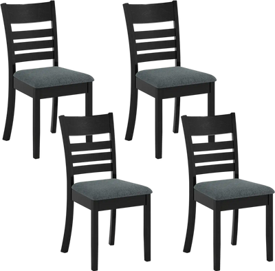 Costway Upholstered Wooden Dining Chairs Set of 4 Rubber Wood Frame 25717281 New