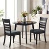 Black upholstered dining chairs set of 2 with rubber wood frame, featuring high backrest and padded seat for comfort.
