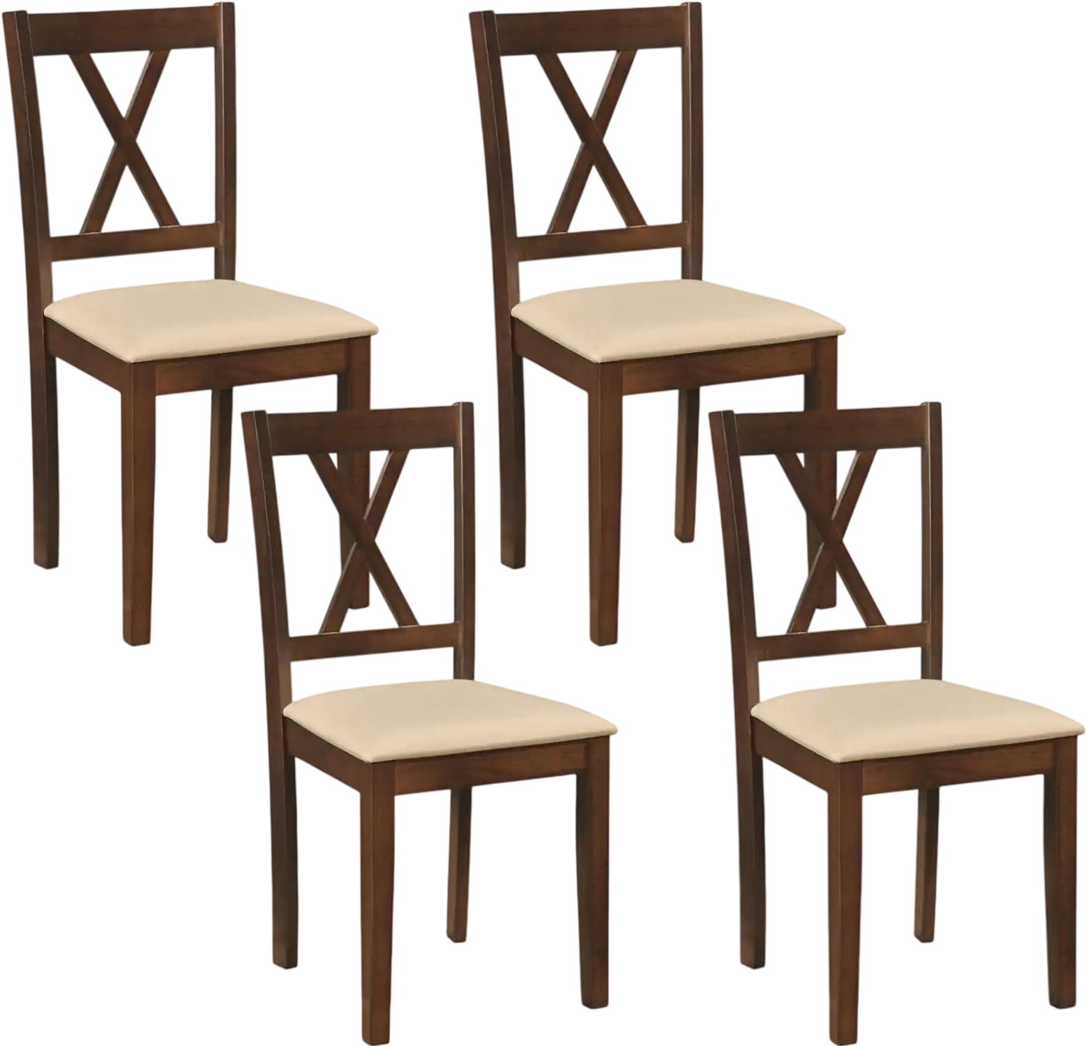 Costway Wooden Dining Chairs Set of 4 Fabric Upholstered Kitchen Chairs 36652704 New