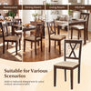 Square dining table set with 4 armless chairs, rubber wood legs, and padded seats, ideal for dining rooms and kitchens.