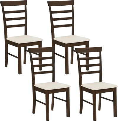 Costway Wooden Dining Chairs Set of 4 Fabric Cushion Dining Room 36631410 New