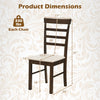 Wooden dining chair with a curved slatted backrest and fabric cushion, designed for comfort and stability in any room.