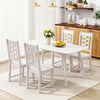 White wooden dining chairs set of 4 with solid rubber wood frame, featuring a curved backrest for comfort and support.