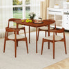 Walnut-finished wooden dining table for 2-4 people with rubber wood legs, ideal for small spaces and elegant dining.