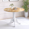 Wooden Dining Table with Round Tabletop and Curved Trestle Legs-Natural & White - Gallery View 1 of 8