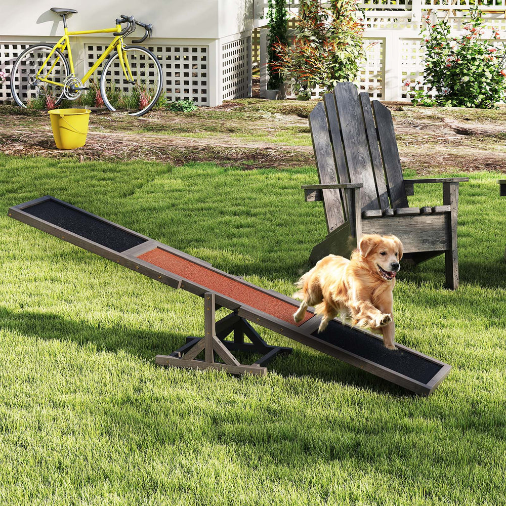 Wooden Dog Agility Seesaw Dog Outdoor Run Game Toy for Obstacle Courses-Gray - Gallery View 1 of 10