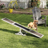Wooden dog agility seesaw made of spruce wood with a high-traction surface, perfect for outdoor training and exercise.