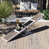 Wooden dog agility seesaw made of spruce wood with high-traction surface, ideal for outdoor obstacle courses.