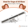 Wooden dog agility seesaw with sand grain asphalt surface, designed for outdoor training, supports up to 66 lbs.