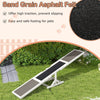 Wooden dog agility seesaw with sand grain asphalt felt surface for high traction, ideal for outdoor obstacle courses.