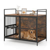 Wooden dog crate furniture for medium dogs features a 360° swivel bowl holder and a spacious interior for comfort.
