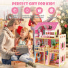 Doll house playset in pink with 3 stories, 6 rooms, and 15 furniture pieces for creative play and parent-child.