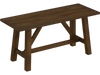 Wooden entryway bench in brown, made from rubber wood, with a stable triangular structure for versatile use.