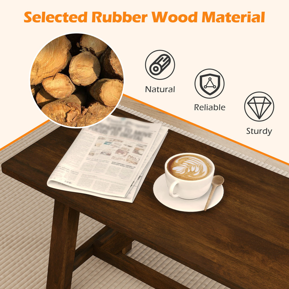 Wooden entryway bench made from rubber wood, featuring a rich texture and compact size, perfect for versatile spaces.