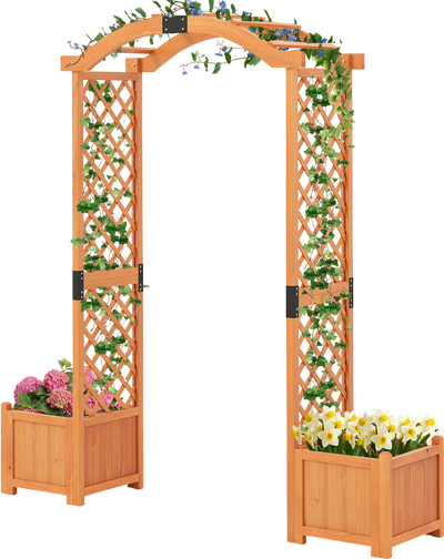Costway Wooden Garden Arbor Planter Trellis 73561429 New