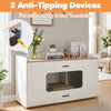 Wooden hidden cat house cabinet with wide countertop, 2 drawers, and anti-tipping devices for added safety in busy households.
