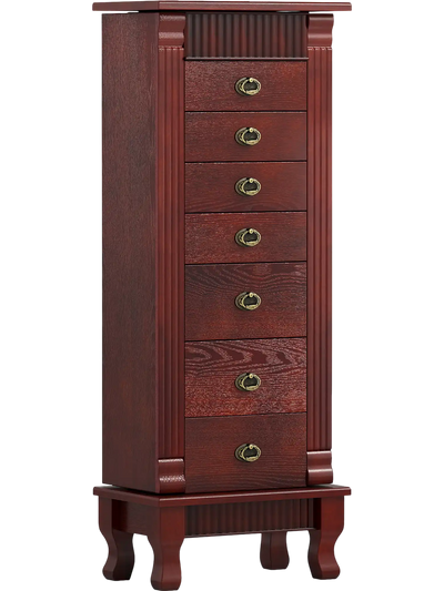 Costway Wooden Jewelry Armoire Cabinet Storage Chest w/ Drawers & Swing Doors 36204715 New