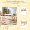 Wooden kids activity table set with double-sided boards, featuring a space-saving design for playrooms and.