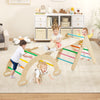 Wooden 5-in-1 kids climber with multicolor ramp, featuring a triangle arch for climbing and sliding, suitable for.