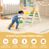 5-in-1 wooden kids climber with multicolor ramp, designed for toddlers to improve balance and coordination.