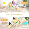 Wooden kids climber with multicolor 2-in-1 ramp for sliding and climbing, designed for toddlers aged 1+.
