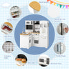 Wooden kid's corner kitchen playset with stove, featuring ample storage, smooth surfaces, and realistic accessories for.