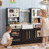 Wooden Kids Kitchen Playset with Realistic Lights and Sounds-Black - Gallery View 1 of 11
