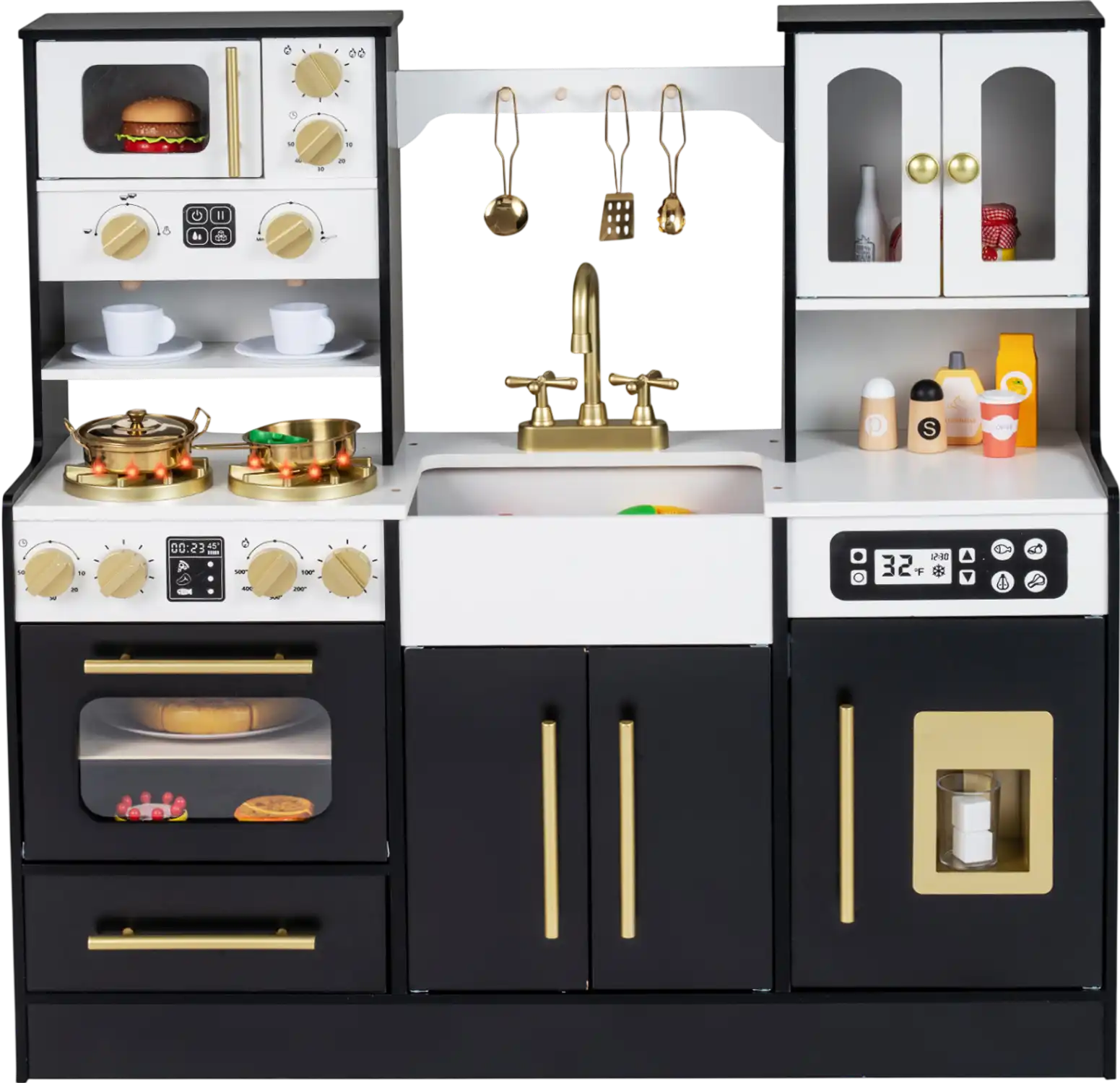Costway Wooden Kids Play Kitchen Lights Sounds 62572380 New