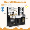 Side view of the Wooden Kids Kitchen Playset in black, highlighting the interactive faucet, oven, and storage features.