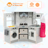Wooden kids play kitchen playset in gray with realistic lights and sounds, perfect for imaginative play and.