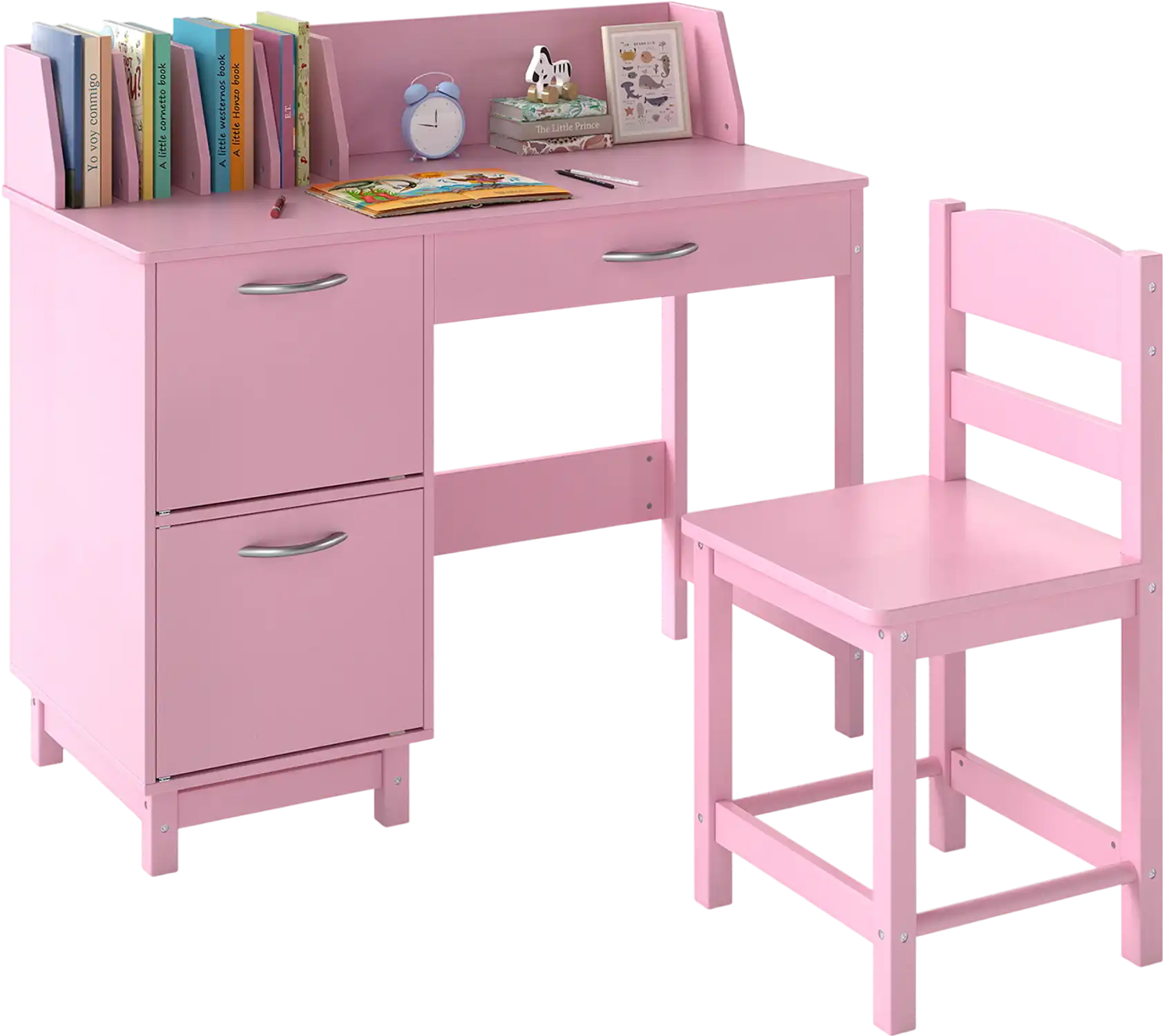Costway Wooden Kids Study Desk Chair Set Student Workstation 82546955 New