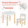 Kids art table and chair set with natural wood legs, drawer, paper roll, and two markers for creative activities.