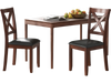 Set of 2 black wooden dining chairs with padded seats and rubber wood legs, perfect for kitchen or dining room use.