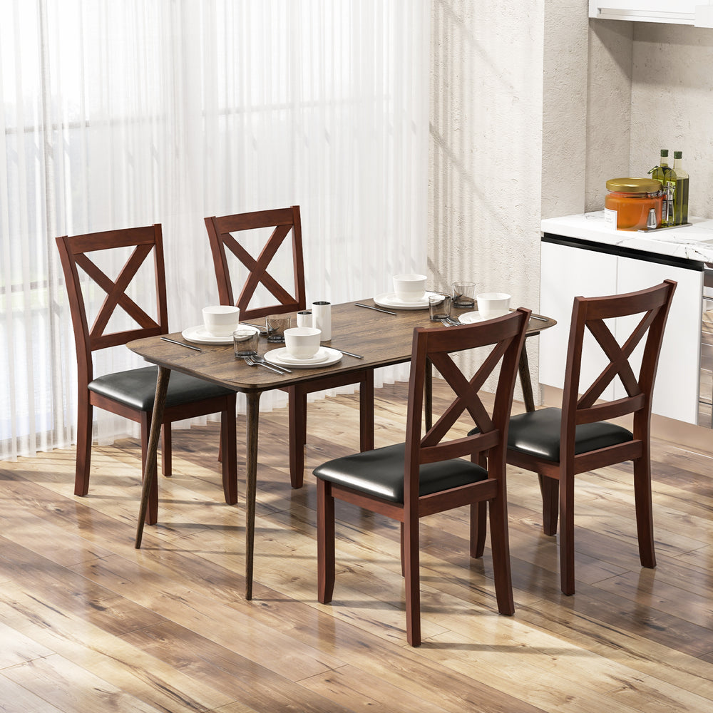 Wooden dining chair set with padded seat and rubber wood legs, featuring ergonomic support, perfect for kitchen or.