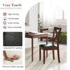 Black padded dining chair with rubber wood legs, featuring ergonomic support and vintage design for kitchen or dining.