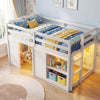 Wooden Low Kids Loft Bed with  LED Lights and 2 Doors-White - Gallery View 1 of 10