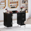 Wooden Manicure Table Nail Desk with Drawers Wrist Rest-Black - Gallery View 1 of 10